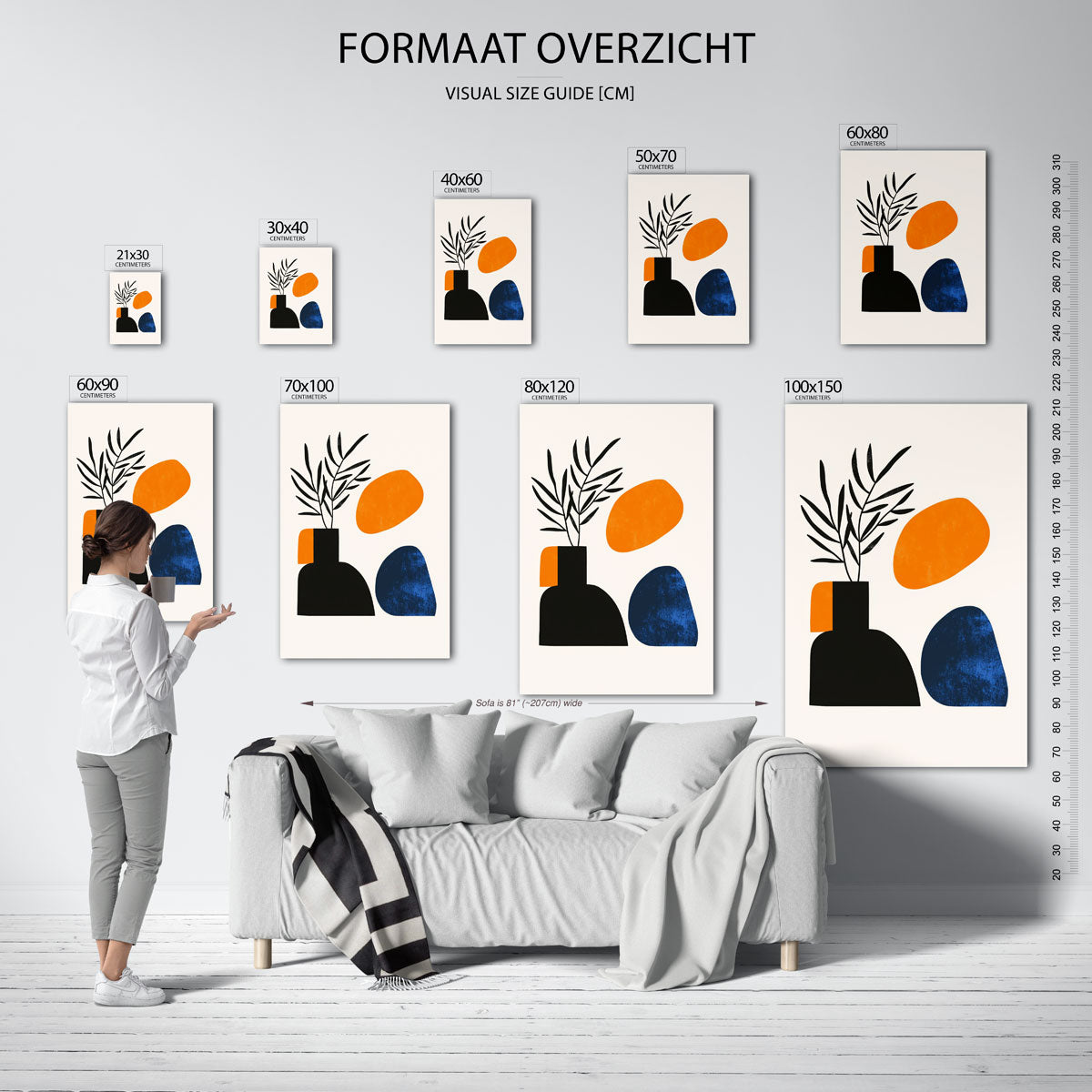 Abstracte vormen en bladeren Poster