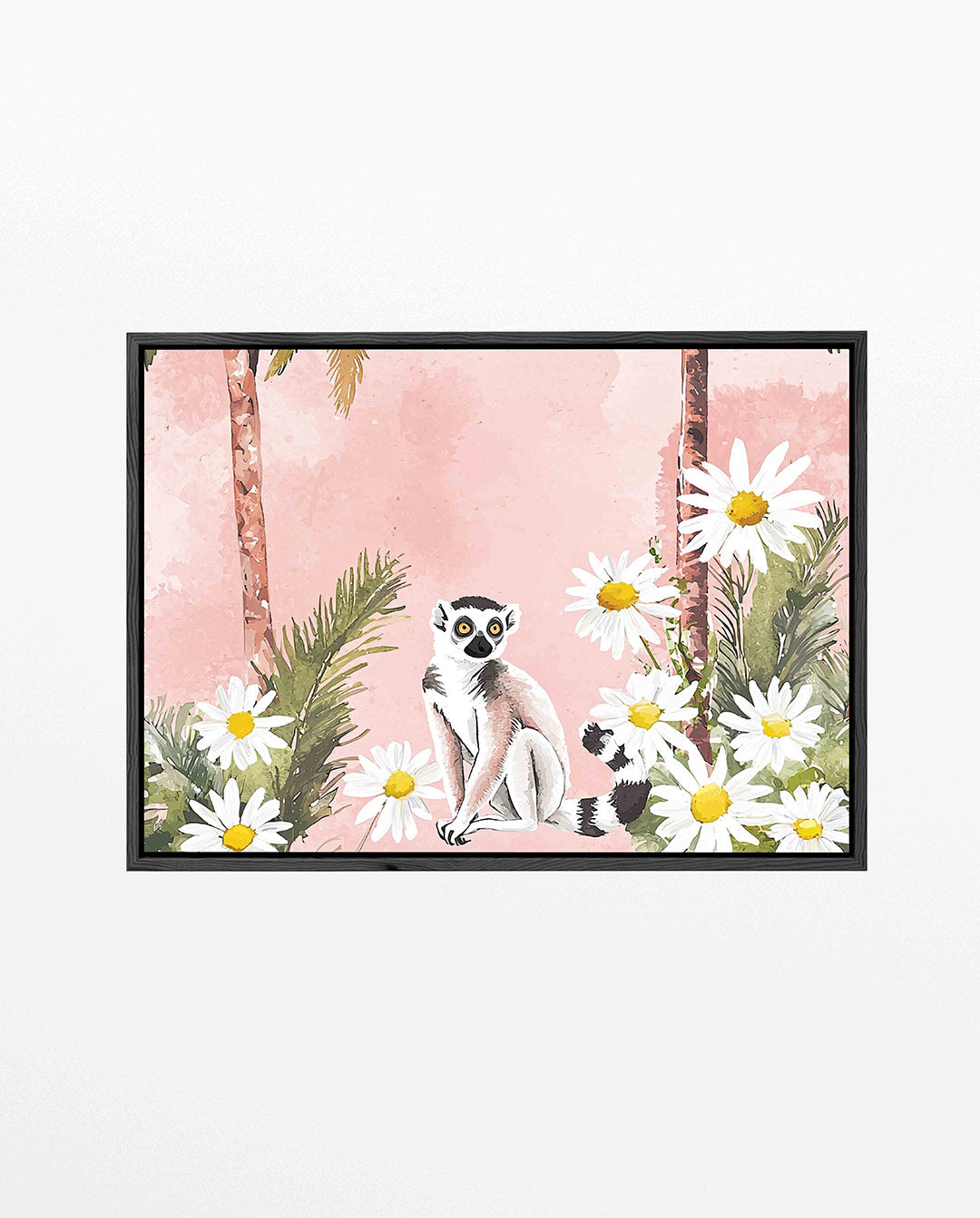 Lemur en bloemen Kunstwerk