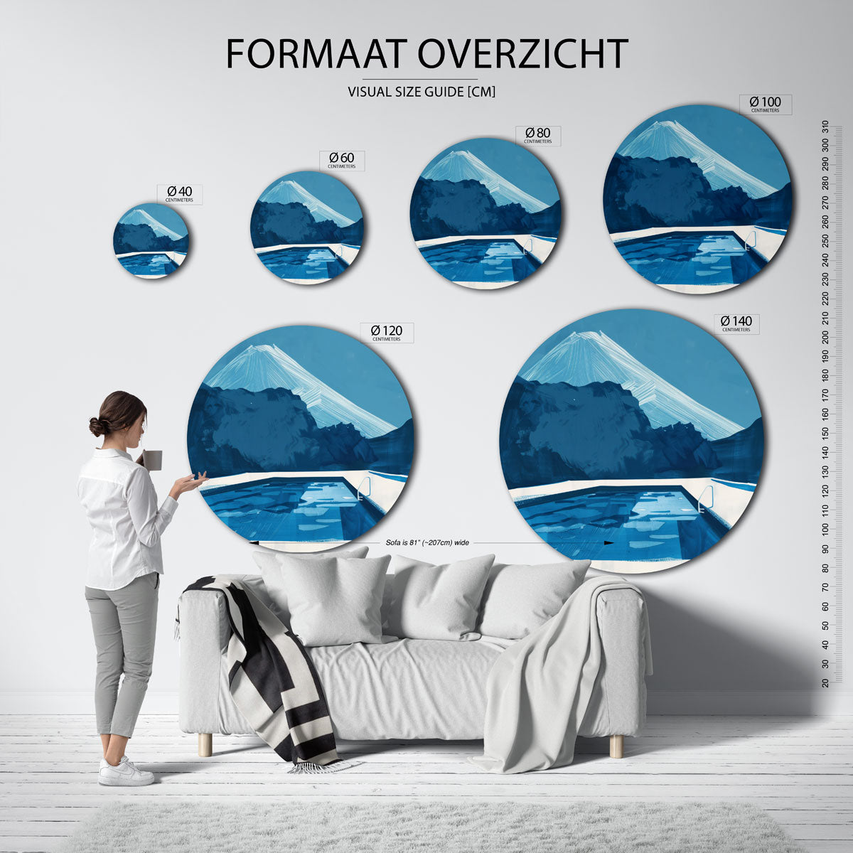 Berglandschap met zwembad Muurcirkel