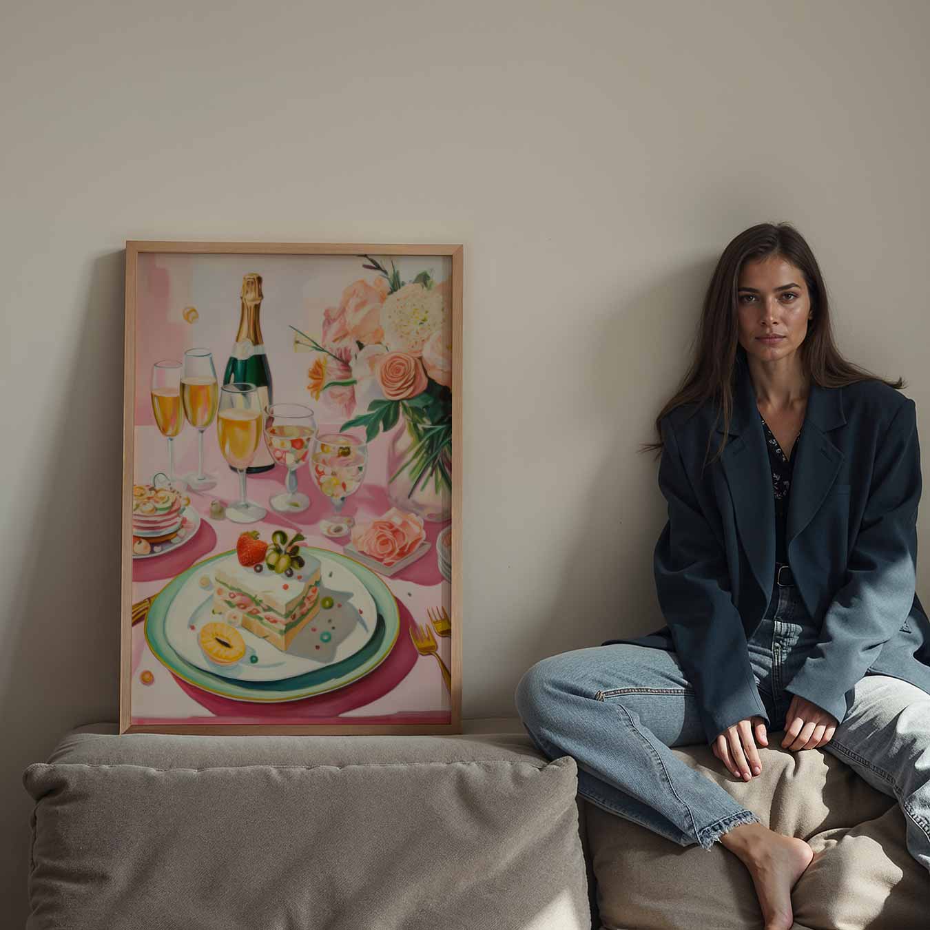 Romantische Brunch Tafereel Poster-WallArtistic