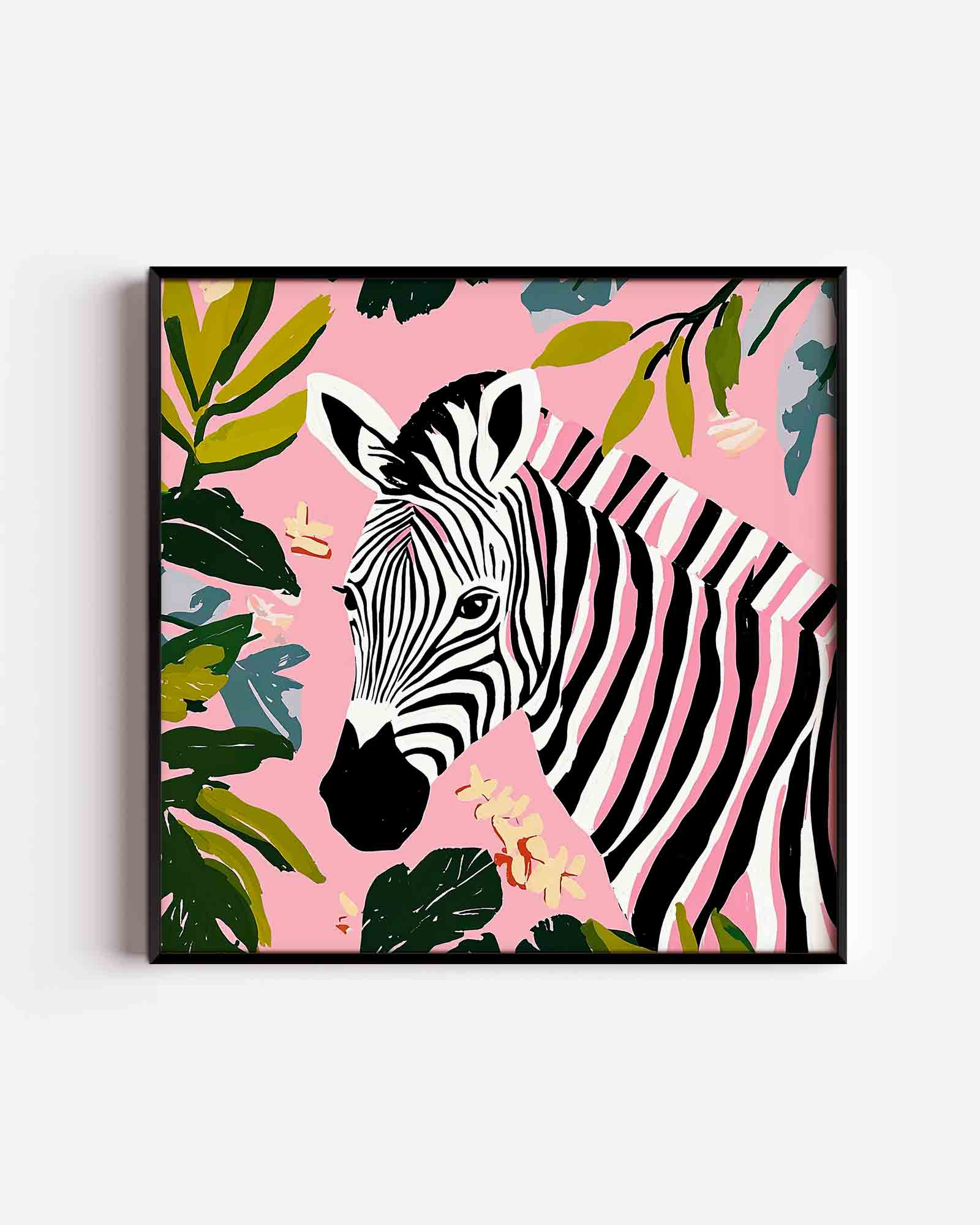 Zebra en bladeren Poster