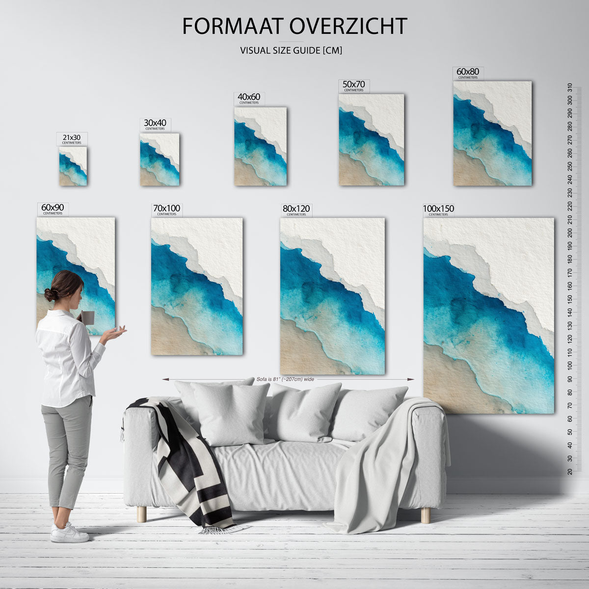 Abstracte blauwe waterverf Poster