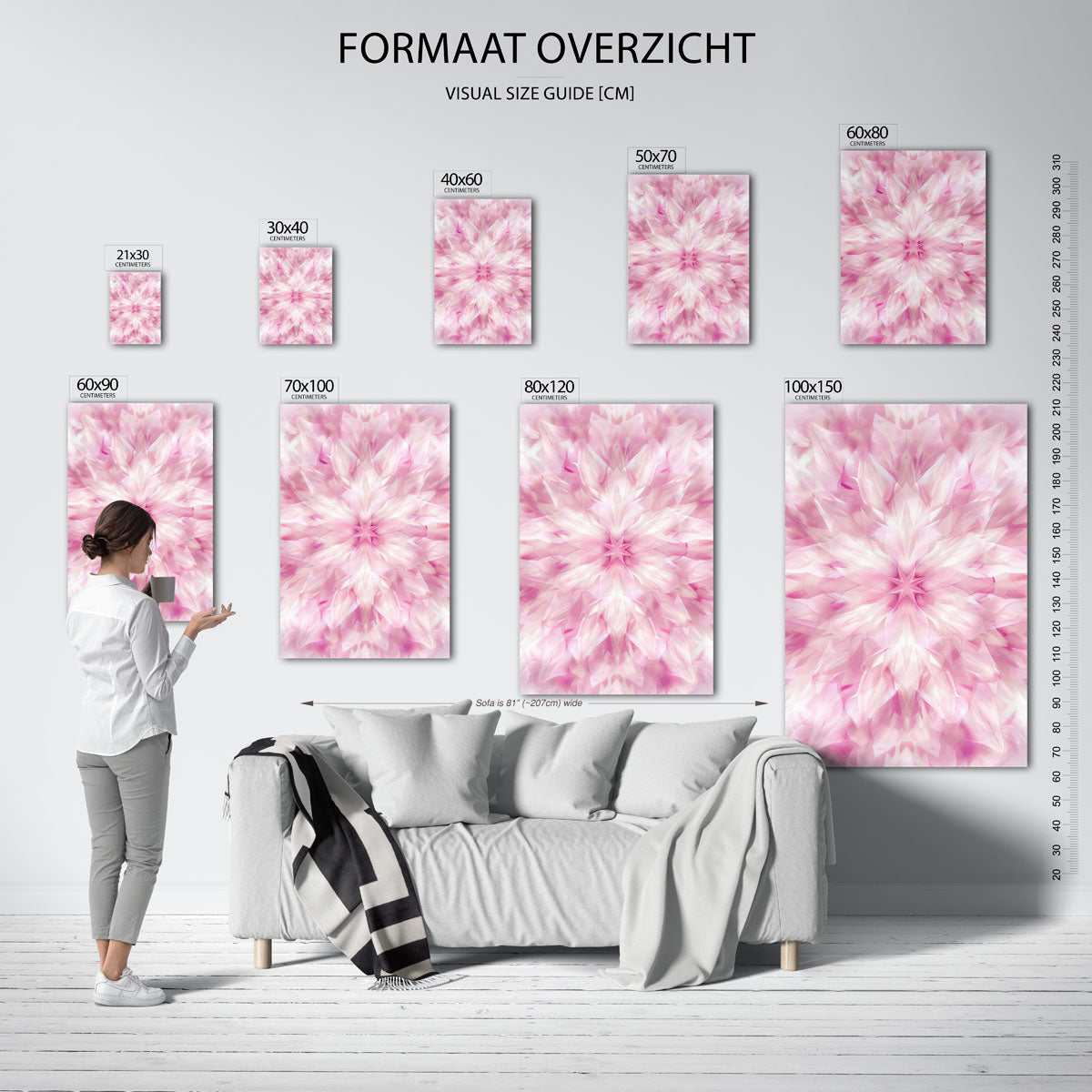 Symmetrische roze bloem Poster