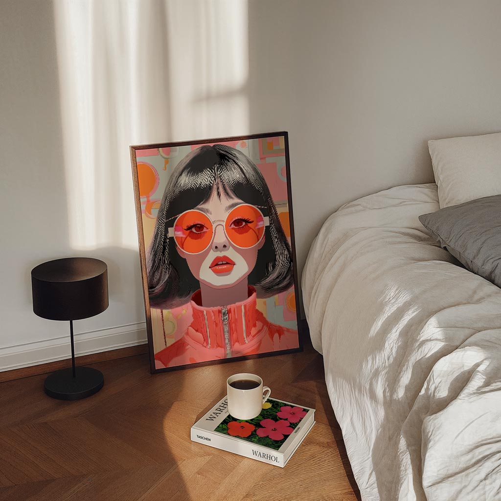 Retro Vrouw met Zonnebril Poster-WallArtistic