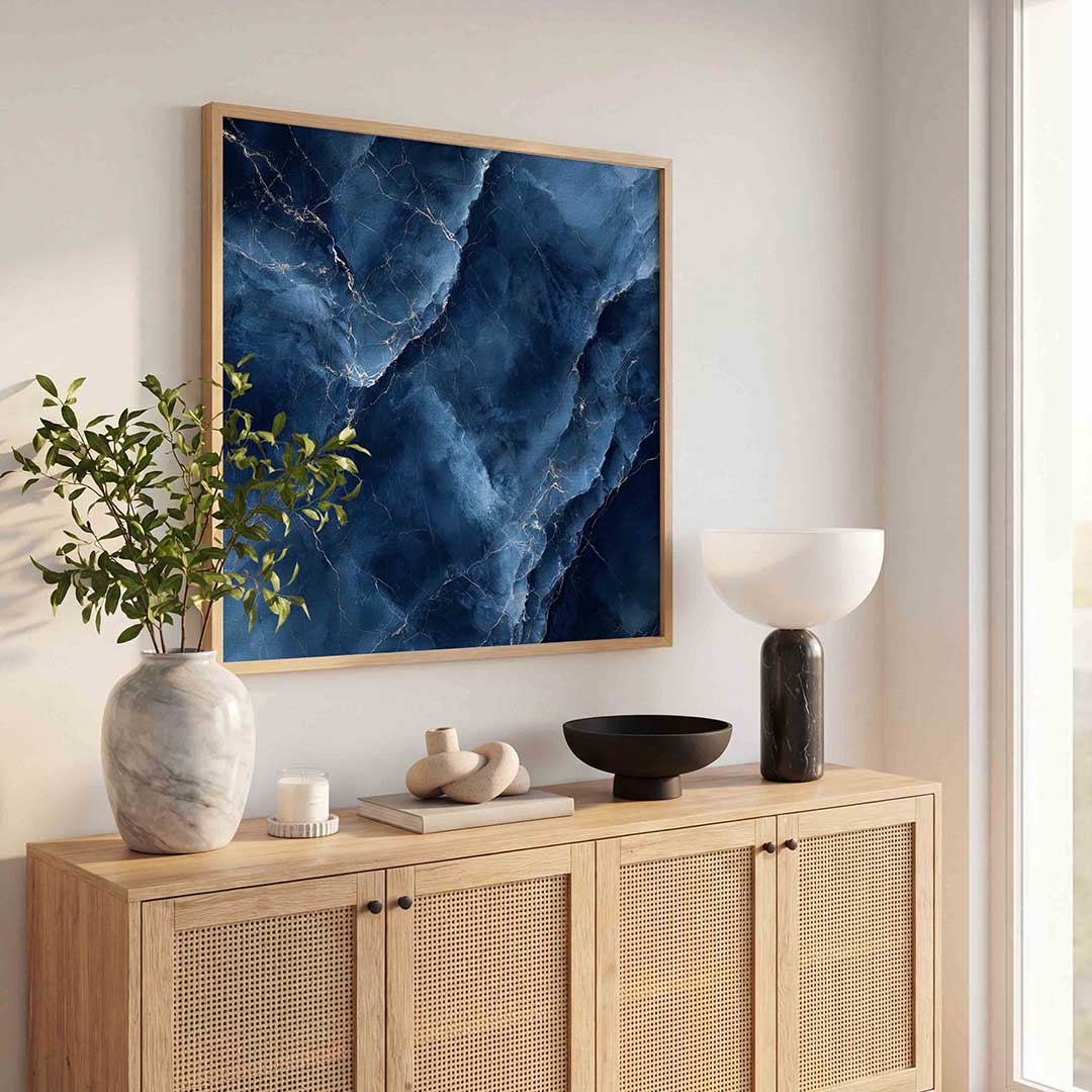 Blauwe marmerstructuur Poster