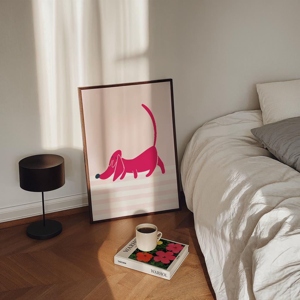 Vrolijke Teckel Illustratie Poster-WallArtistic