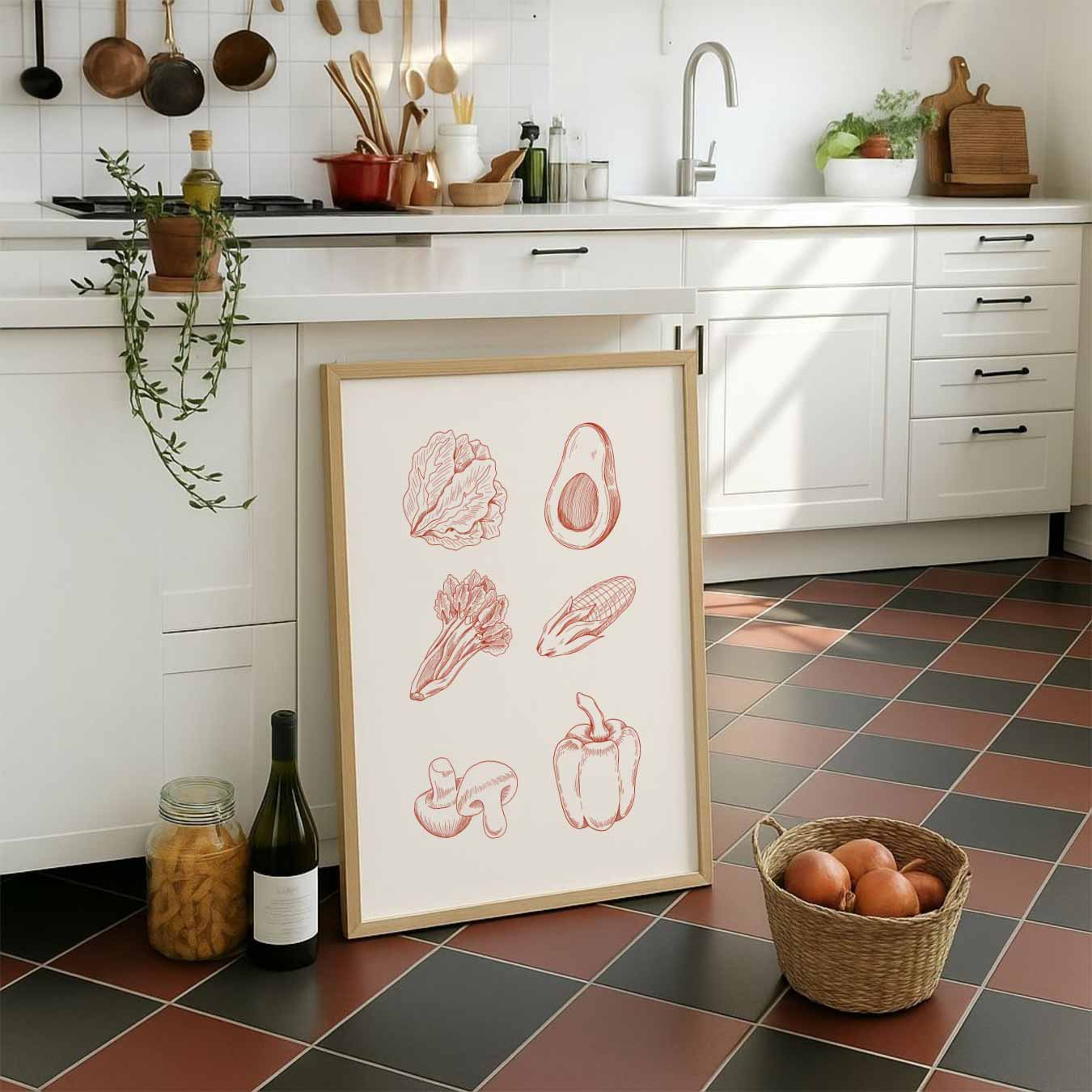 Retro Groente Illustratie Poster-WallArtistic