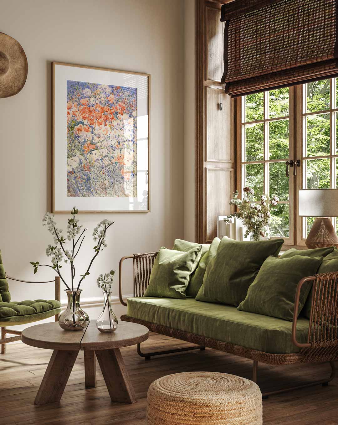 Bloemenveld in Impressionistische Stijl Poster-WallArtistic