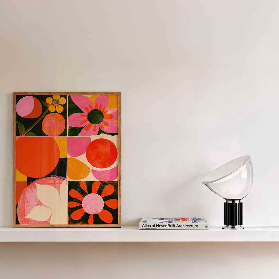 Bloemen en cirkels Poster