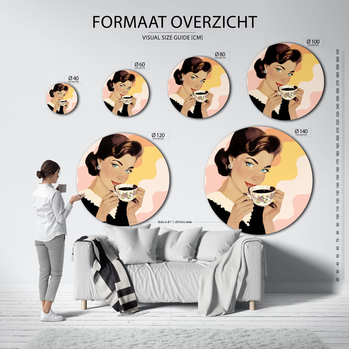 Vrouw met kopje Muurcirkel