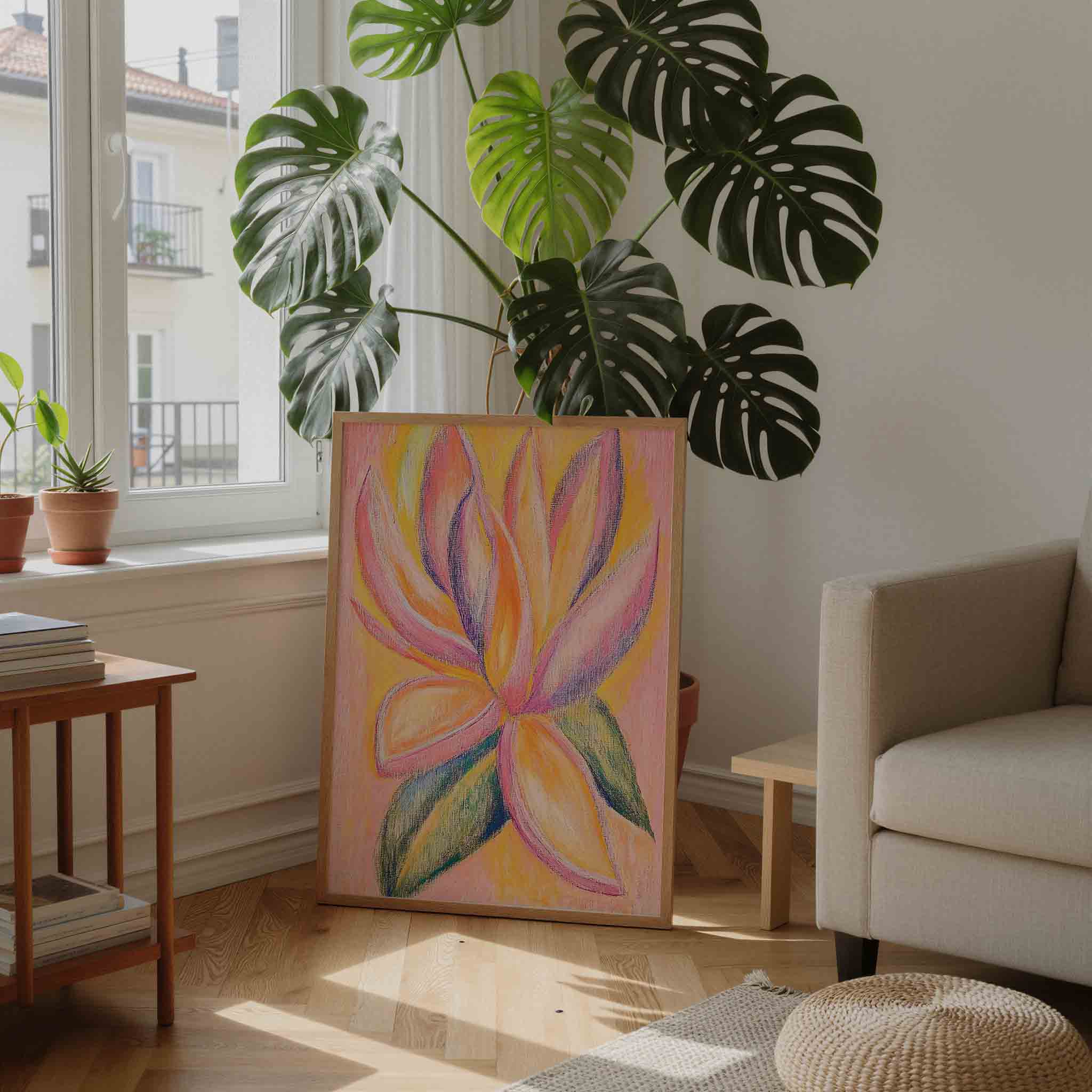 Bloemvormen in pastel Poster