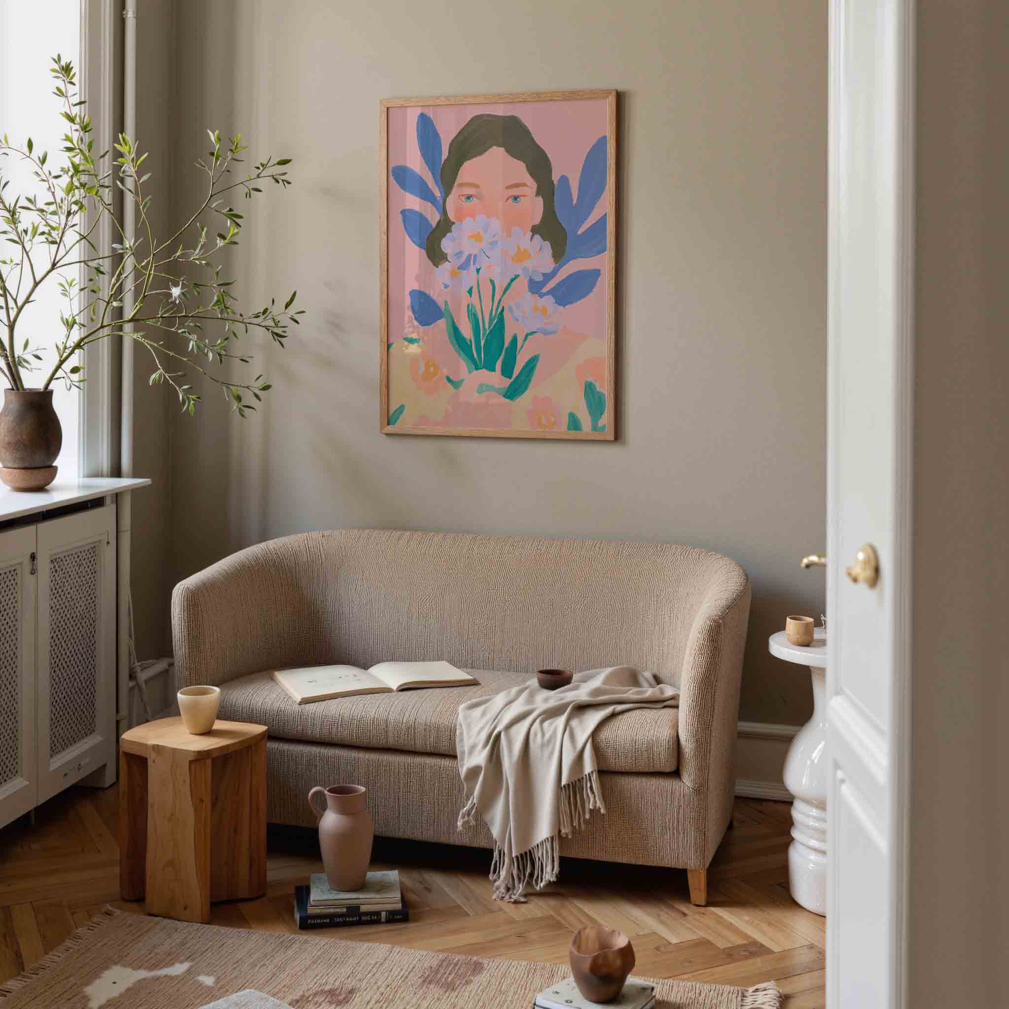 Vrouw met bloemen Poster