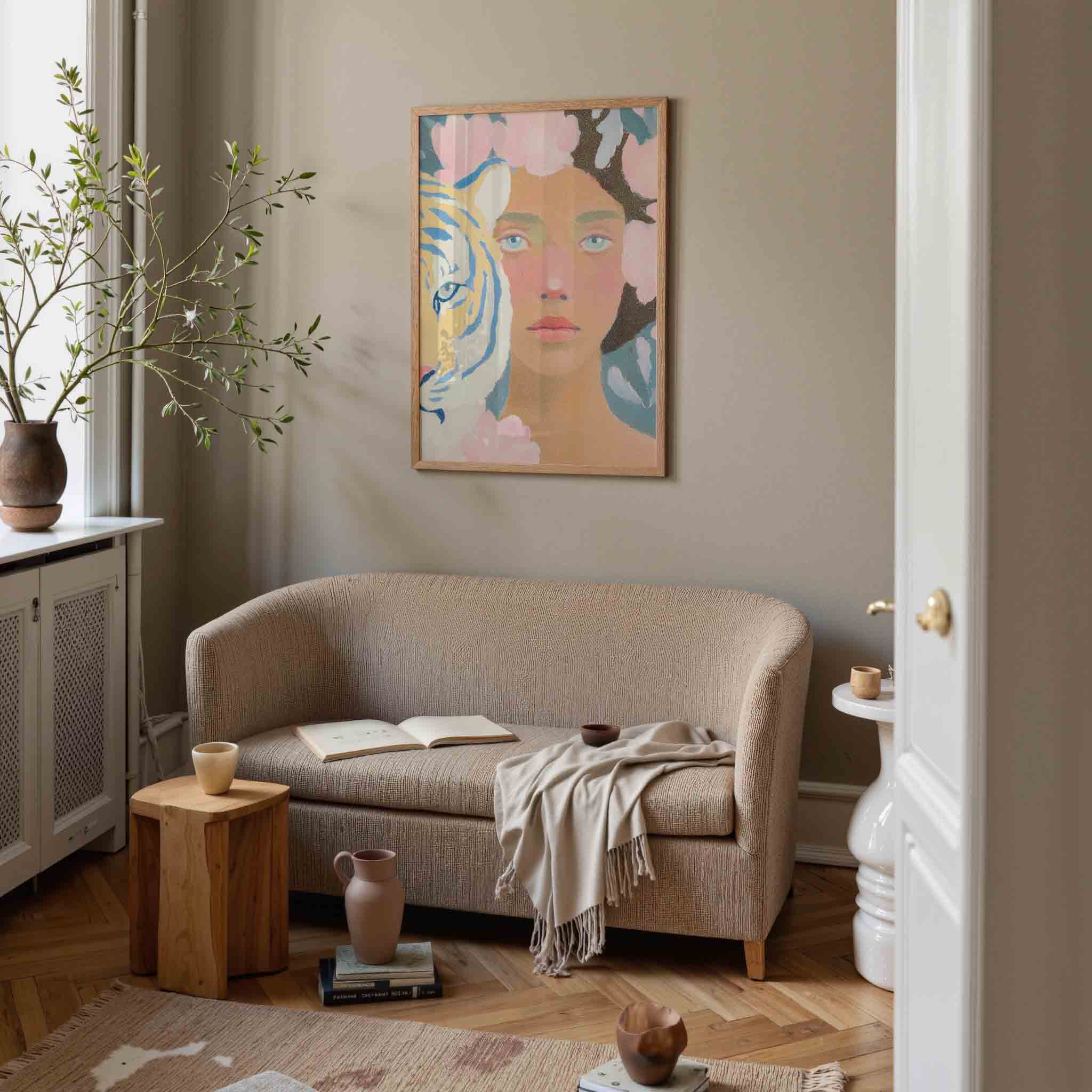 Tijger en vrouw Poster