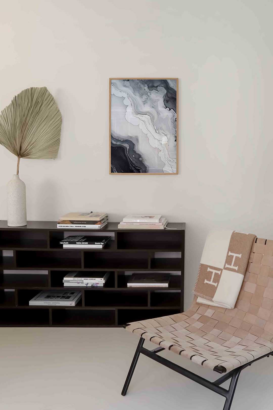 Zwart wit marmer effect Poster