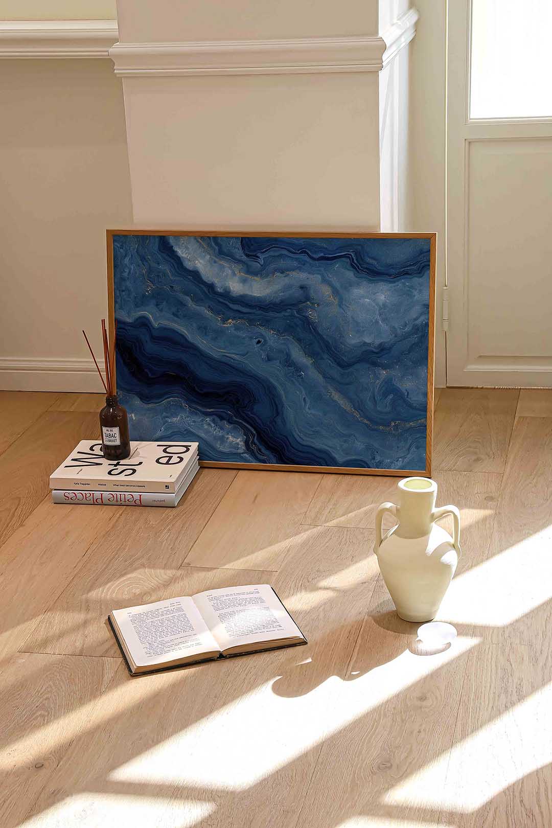 Blauwe marmerstructuur Poster