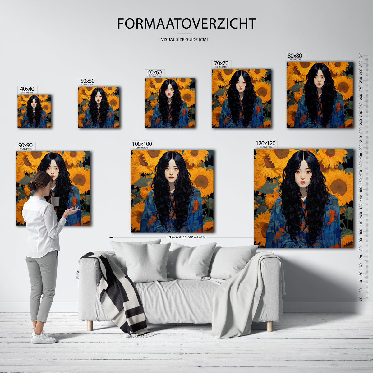 Vrouw met zonnebloemen Poster