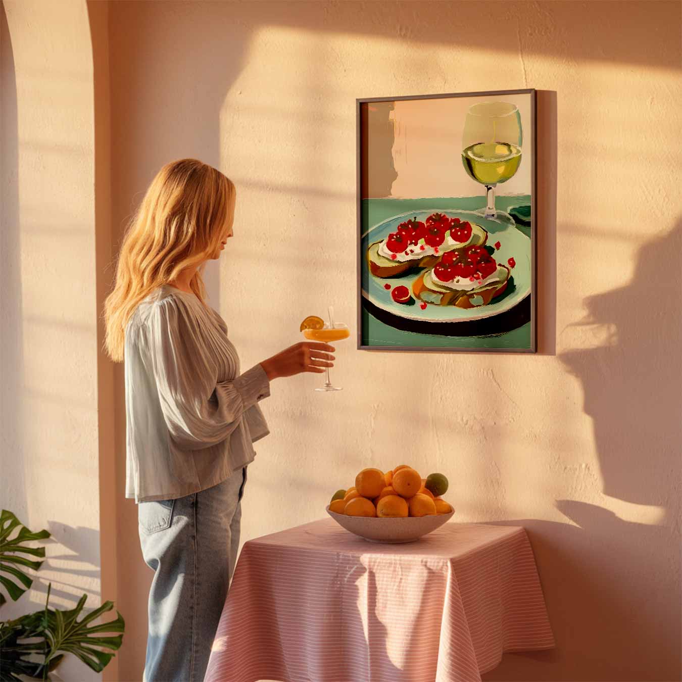 Romantische Diner Tafereel Poster-WallArtistic