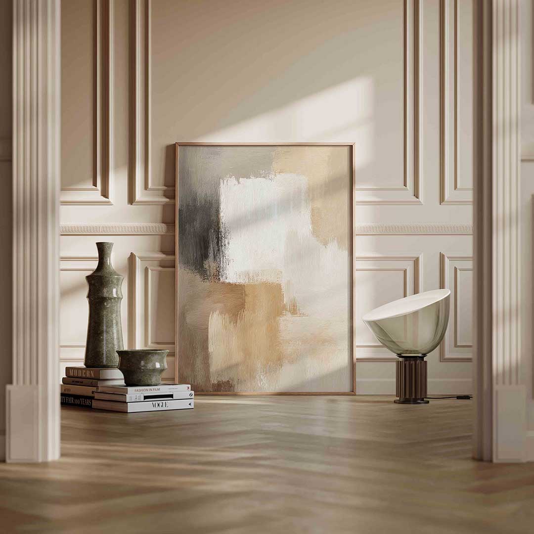 Abstracte beige en grijze Poster