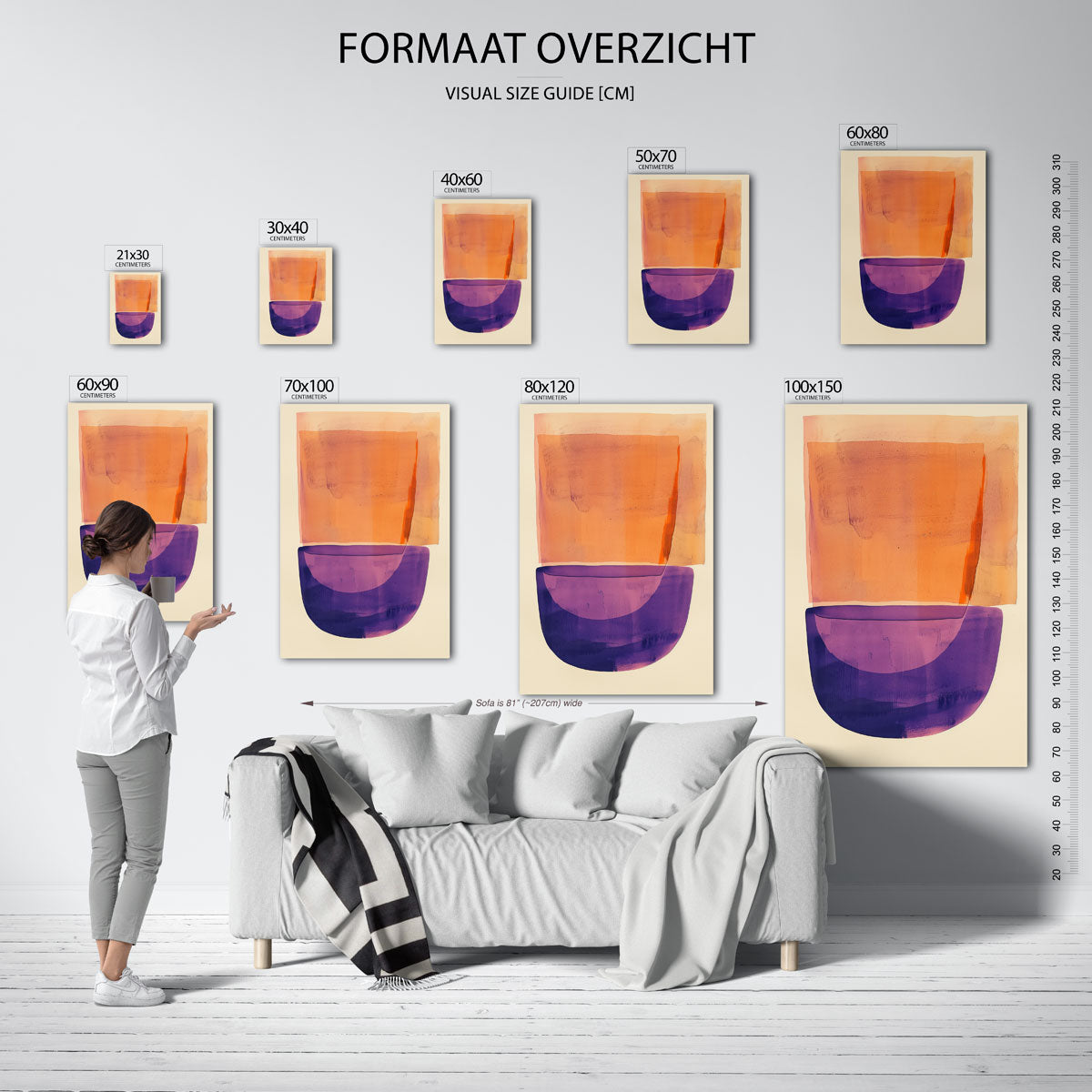 Oranje en paarse vormen Poster