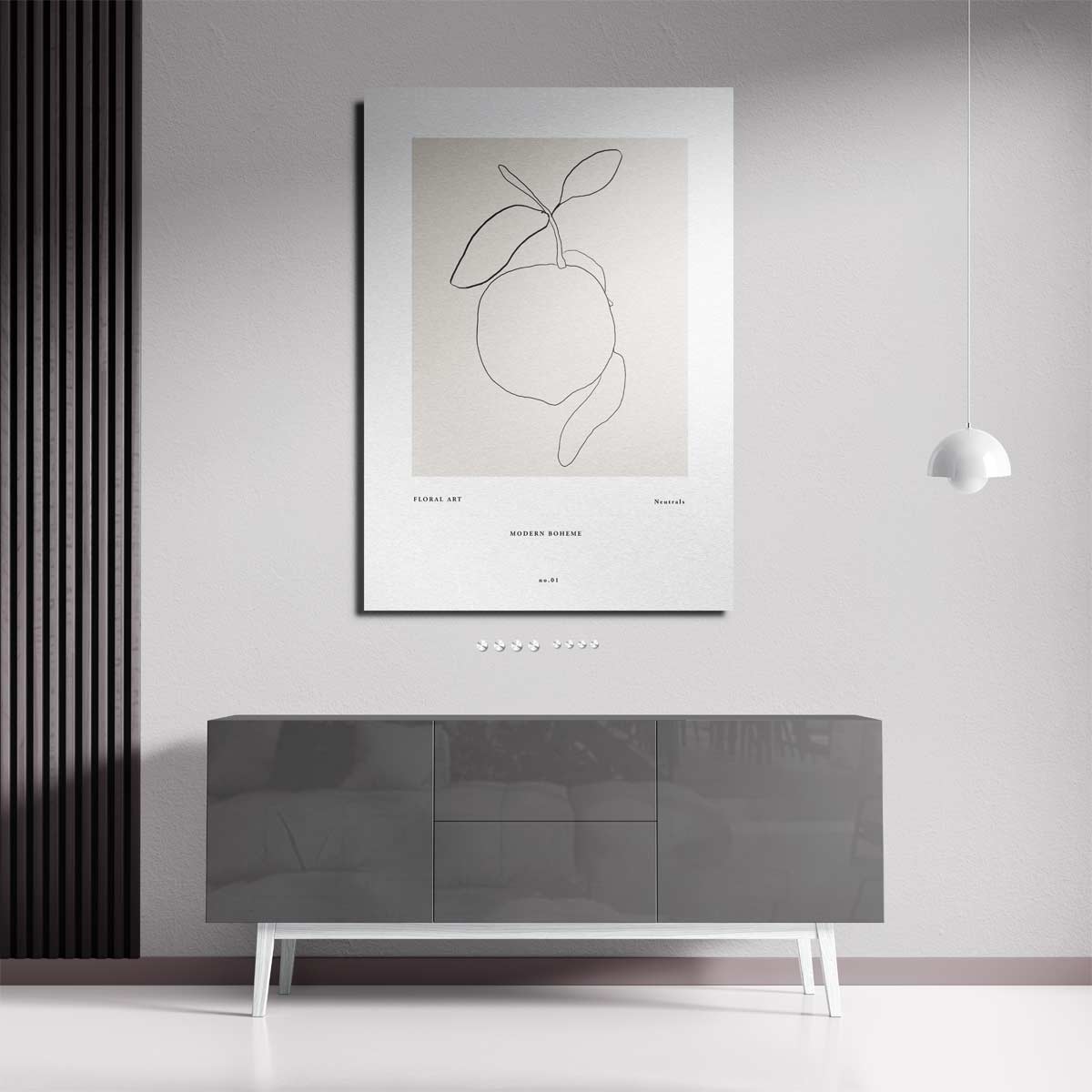 Minimalistische Lijntekening van Citrus Kunstwerk-canvas-dibond-plexiglas-wanddecoratie-WallArtistic