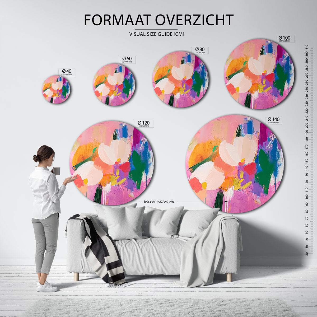 Bloemen en kleuren Muurcirkel