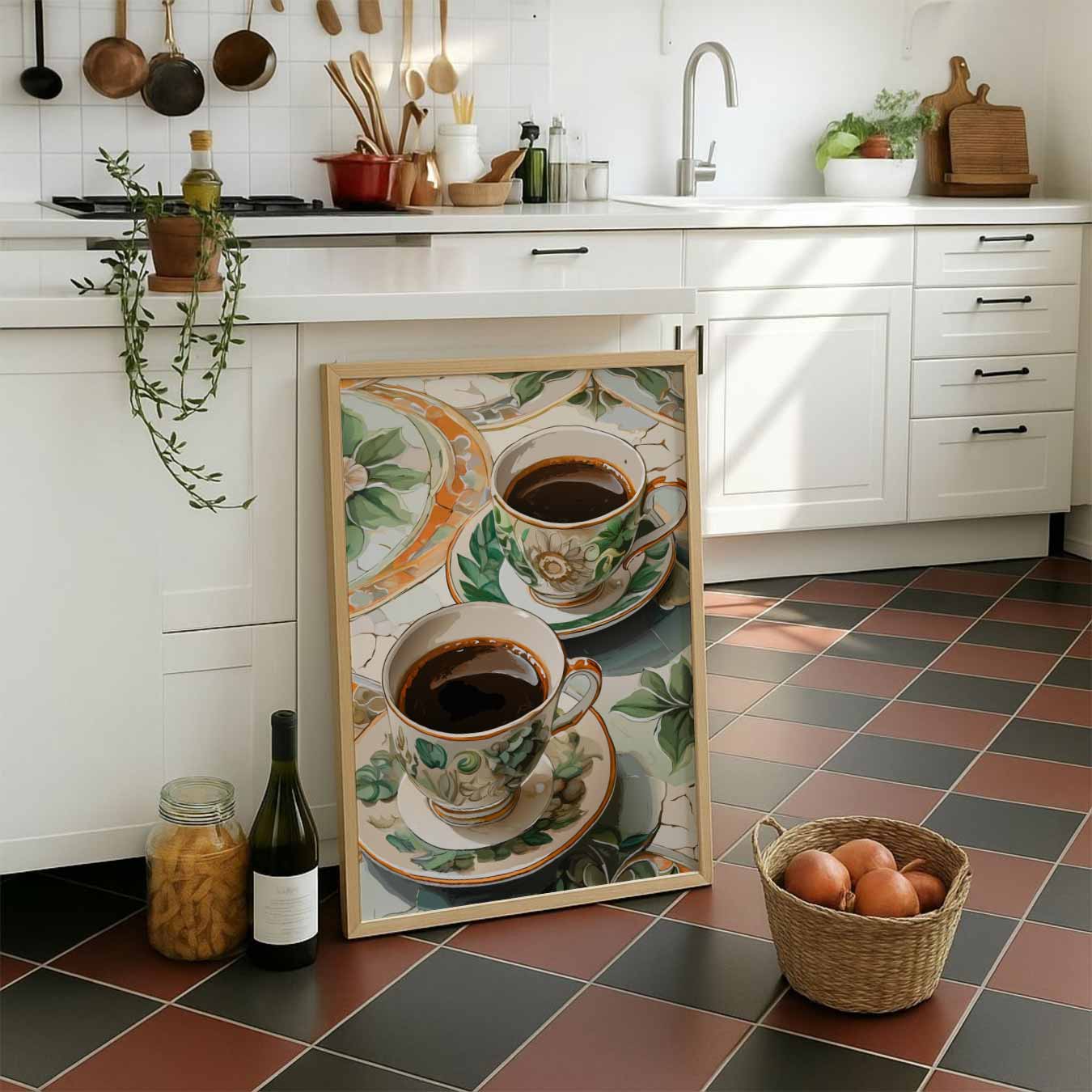 Stijlvolle Koffiepauze Poster-WallArtistic