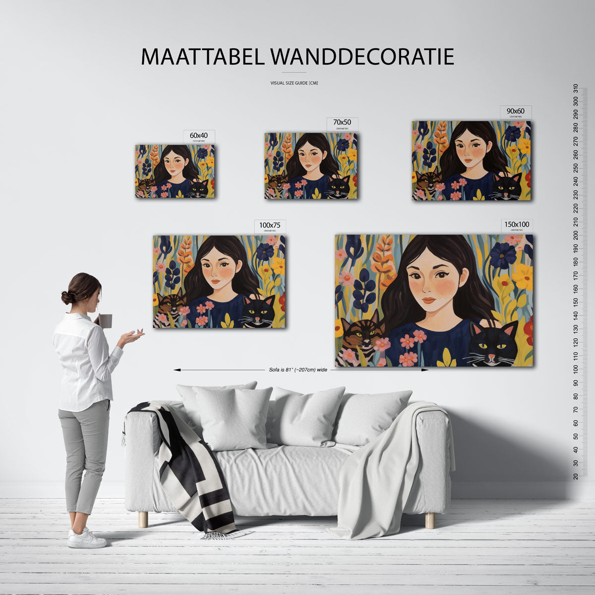 Vrouw met katten Kunstwerk