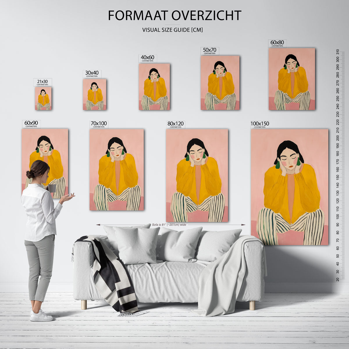 Vrouw in gele trui Poster