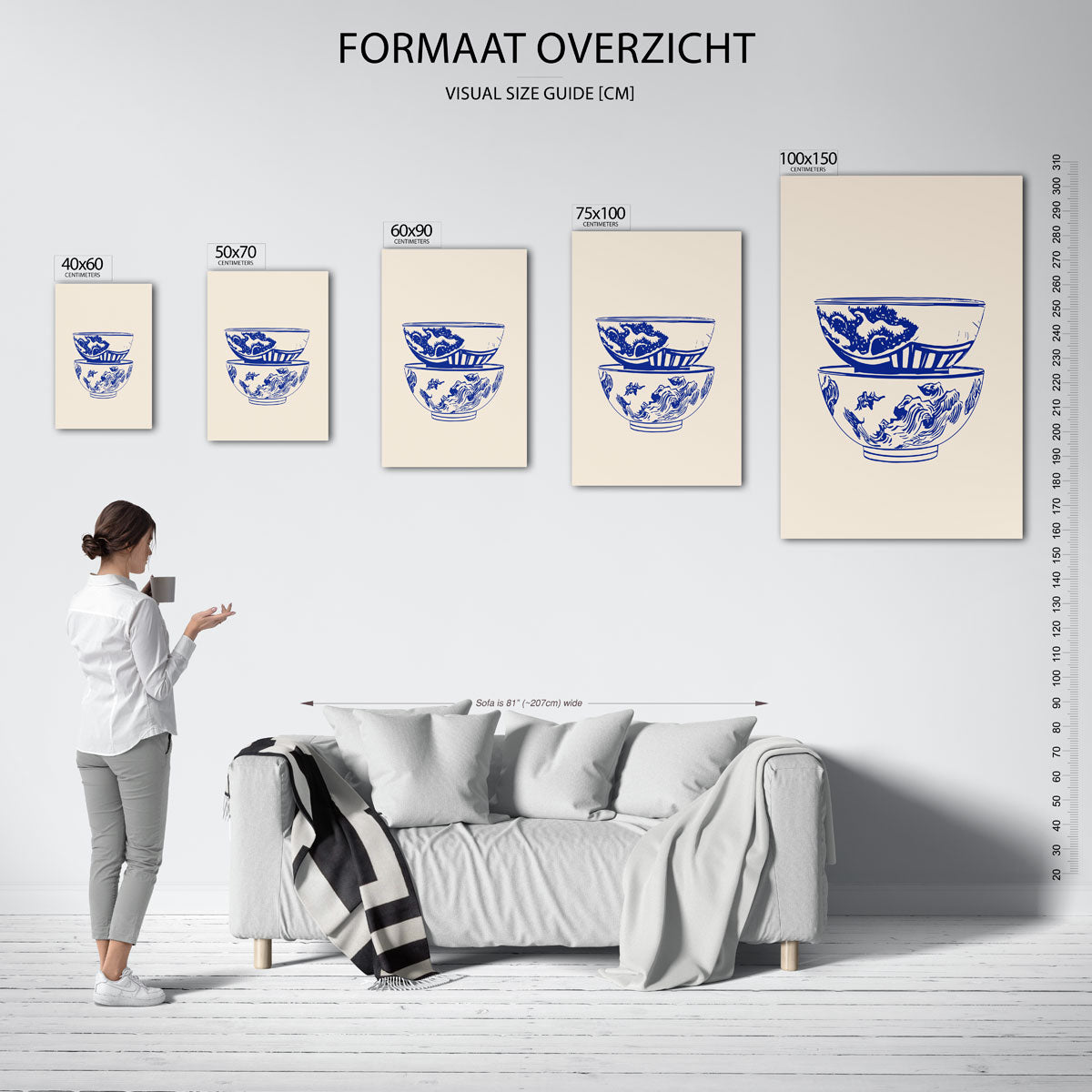 Gestapelde schalen illustratie Kunstwerk