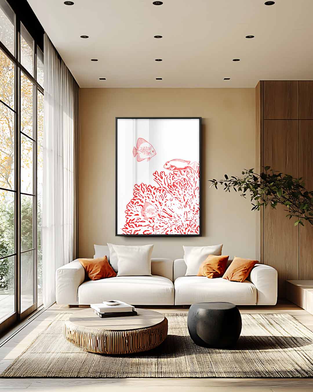 Onderwateravontuur in Rood Kunstwerk-canvas-dibond-plexiglas-wanddecoratie-WallArtistic