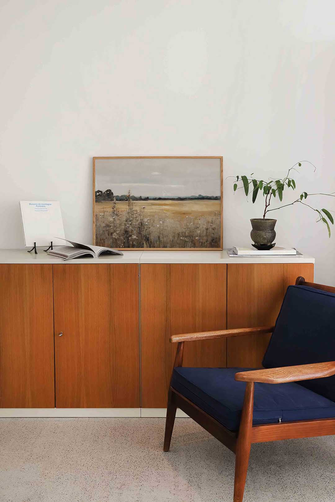 Landschap met veld en bomen Poster
