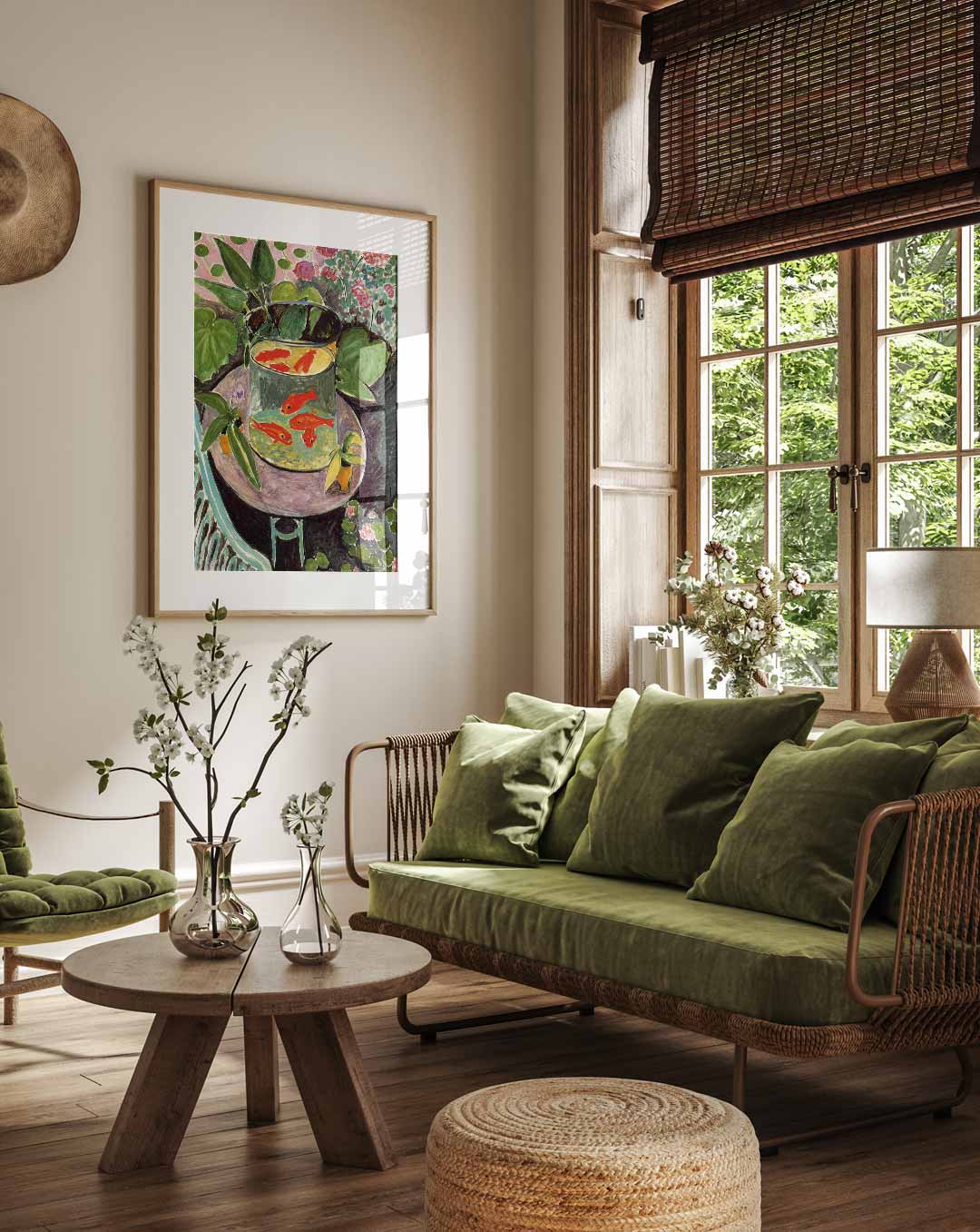 Vrolijke Goudvissen in de Tuin Poster-WallArtistic