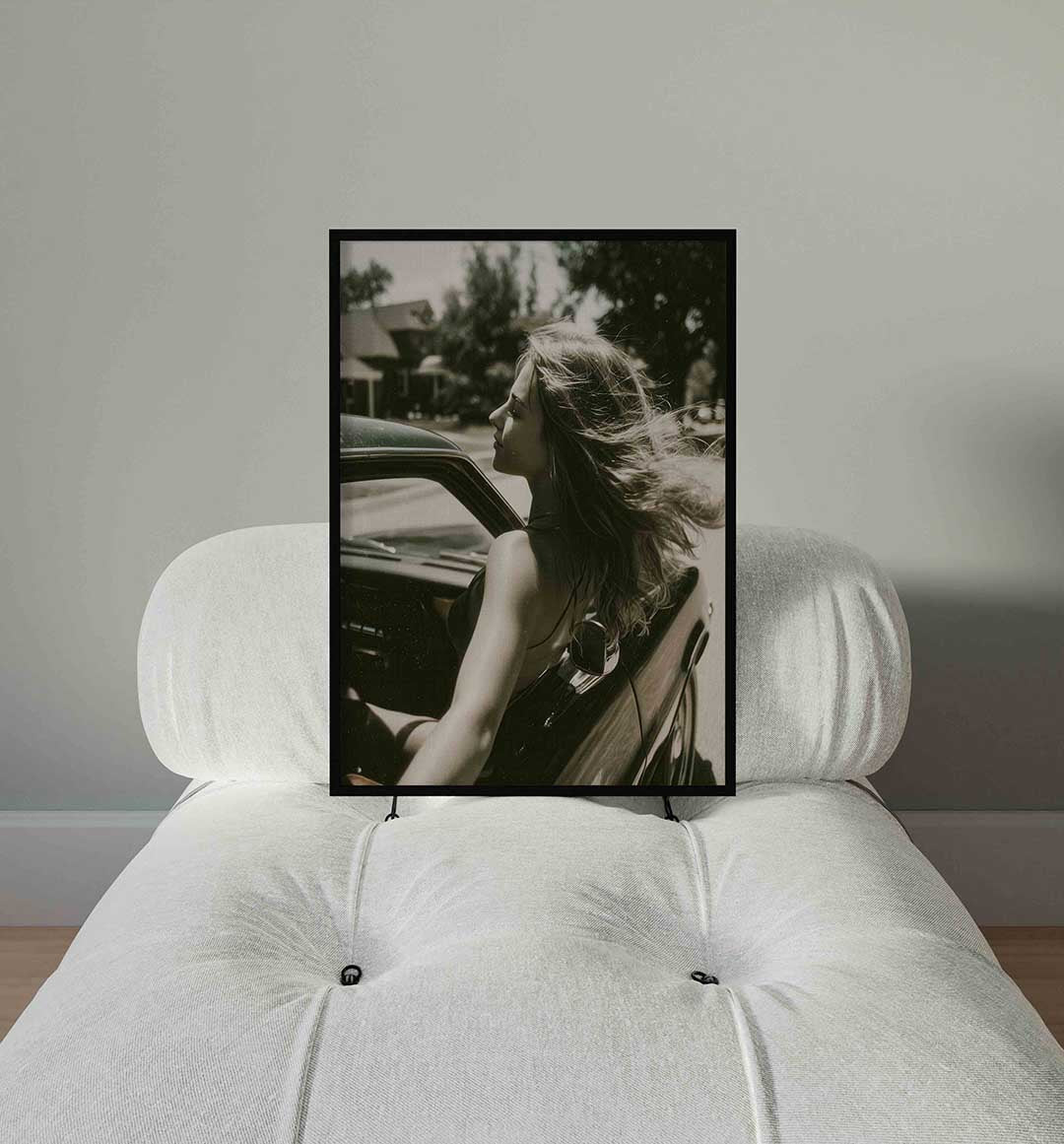 Vrouw in auto Poster