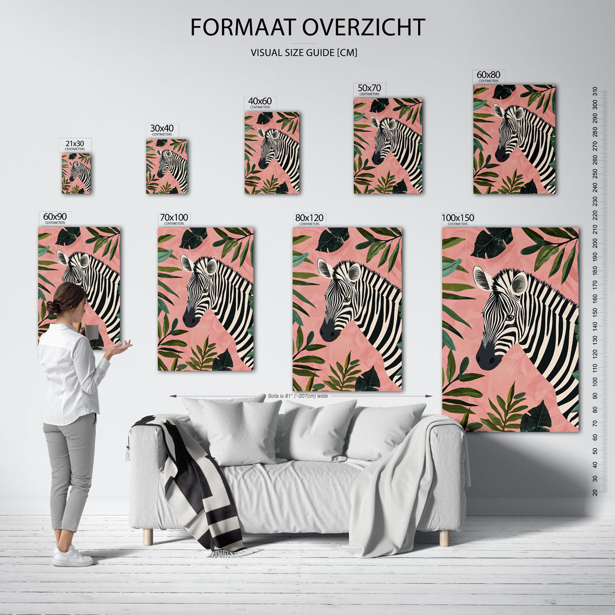 Zebra en bladeren Poster