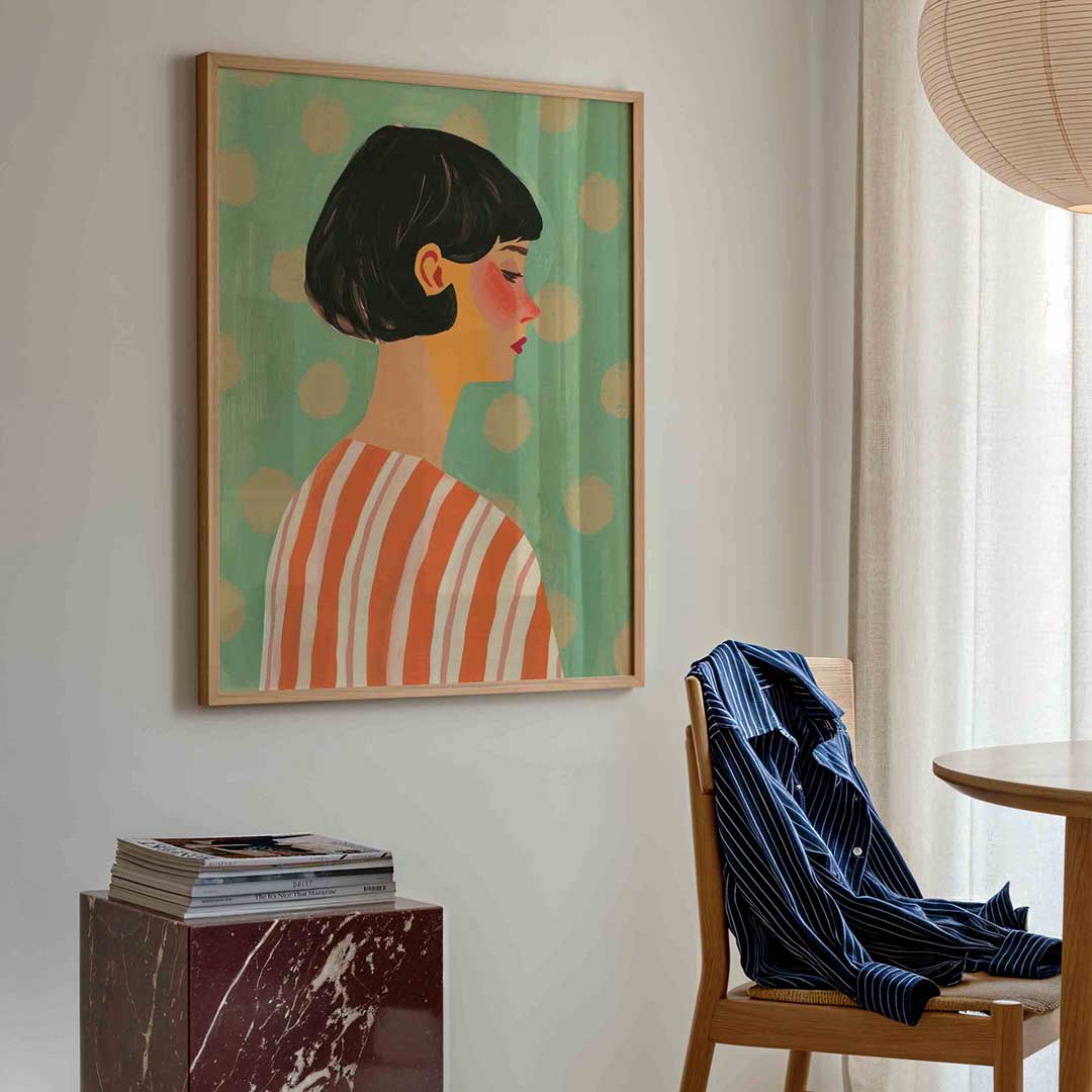 Portret met gestreepte kleding Poster