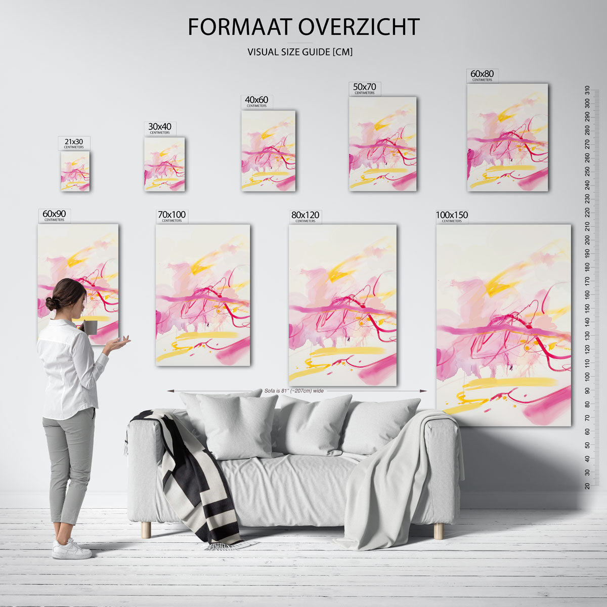 Abstracte roze en gele Poster