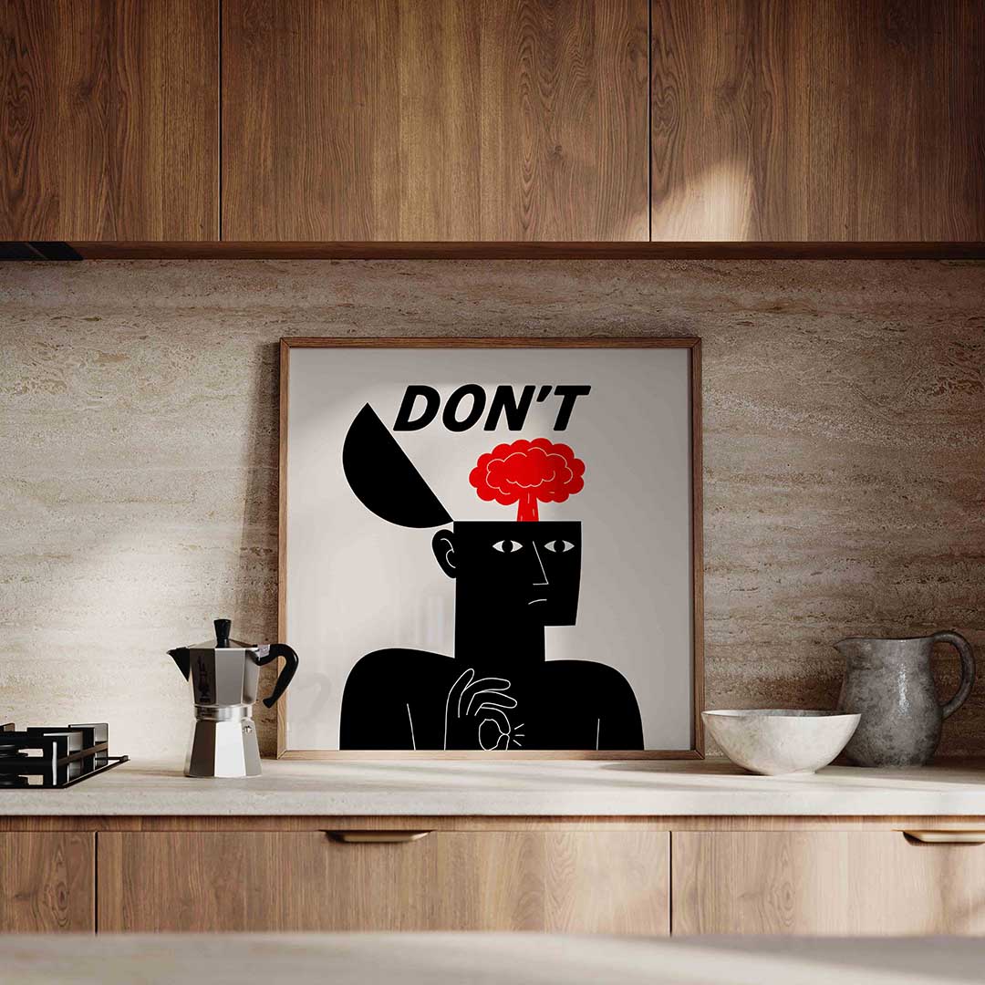 Figuur met tekst en explosie Poster