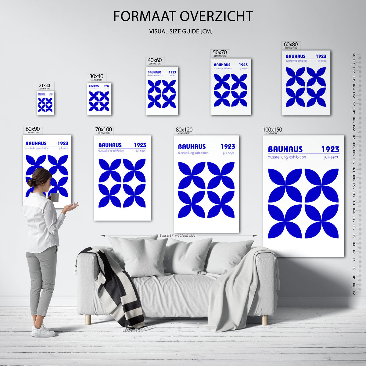 Vormritme blauw Poster