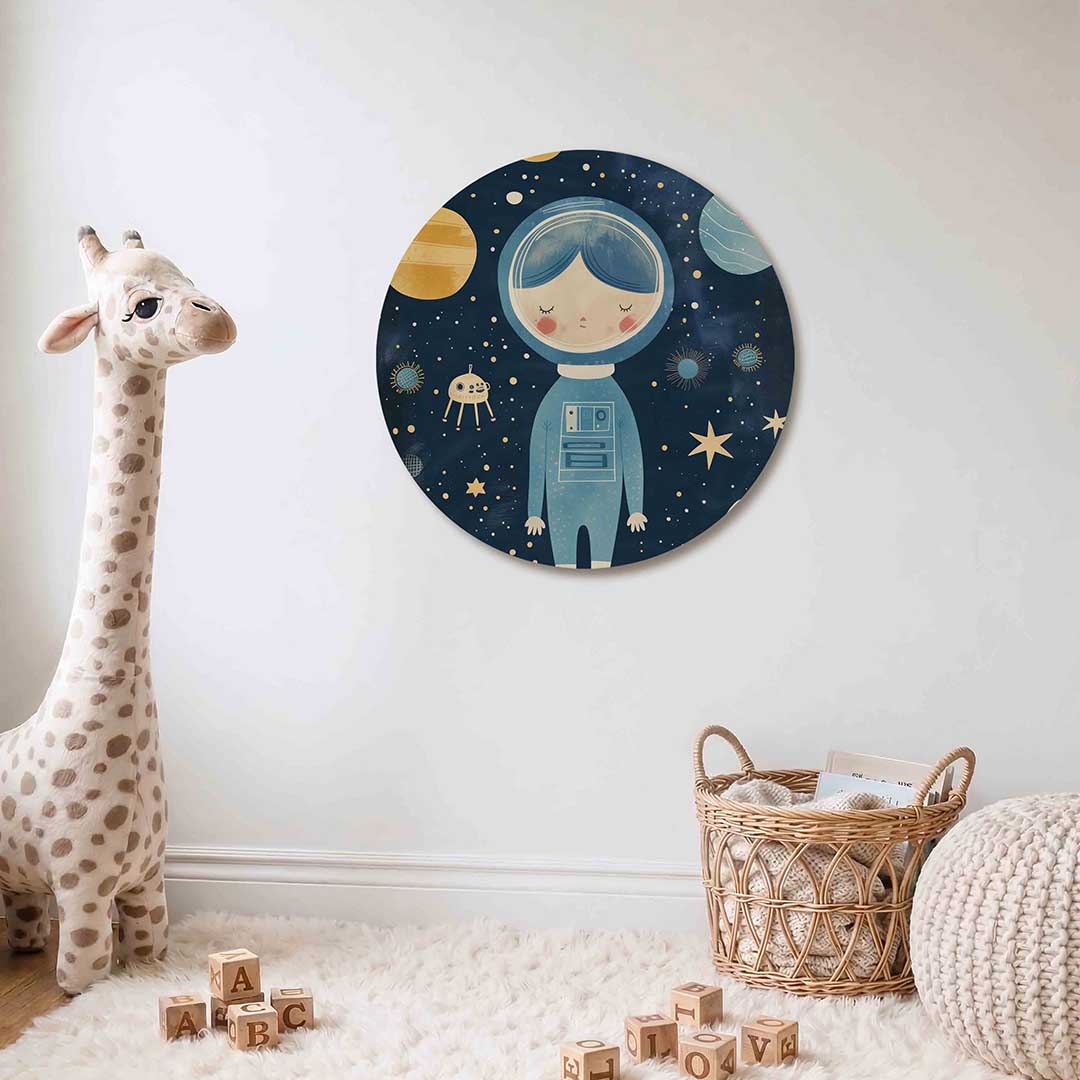Astronaut en planeten Muurcirkel