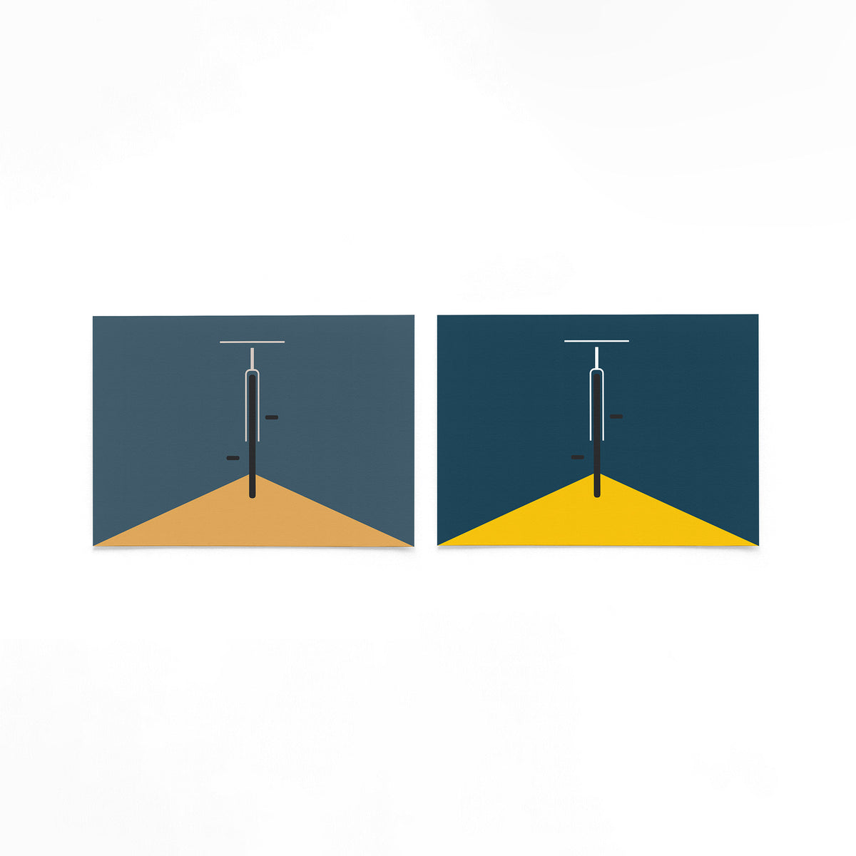 Twee landscape posters met grafische deur in kleur als vrijstaande productfoto