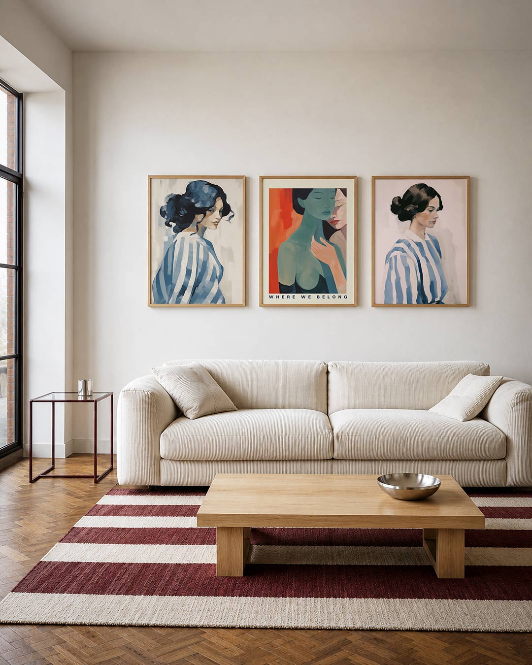 Blauwe strepen harmonie Posterset