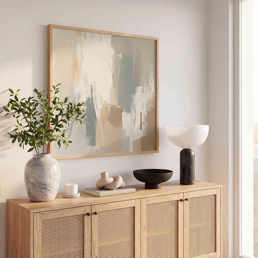 Abstracte beige en grijze Poster
