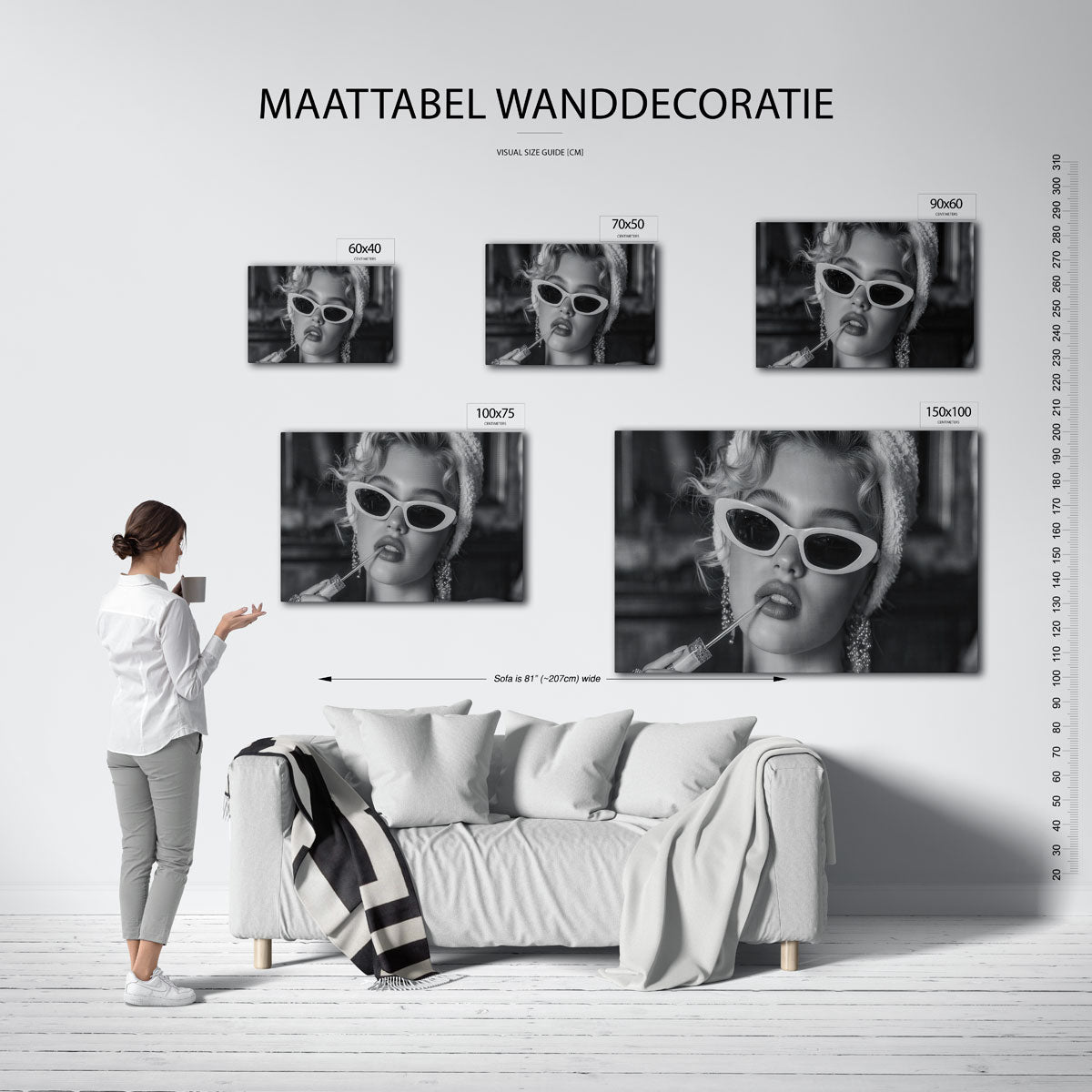Zwart wit portret Kunstwerk