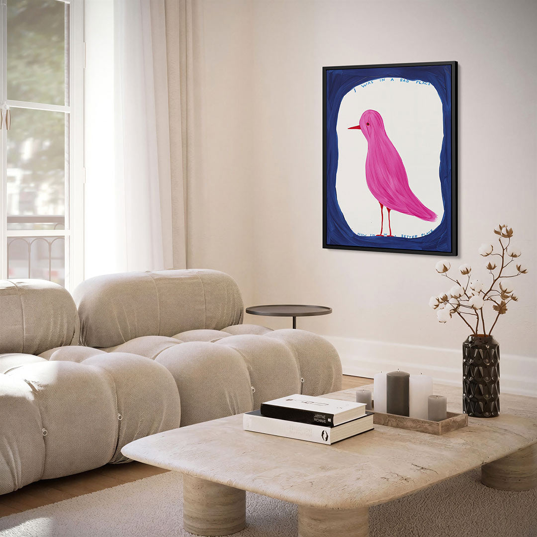 Vogelsilhouet met tekst Kunstwerk