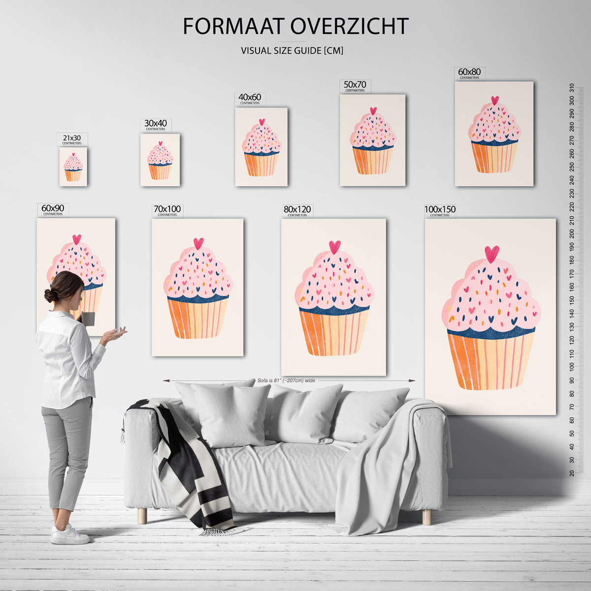 Cupcake met hartjes Poster
