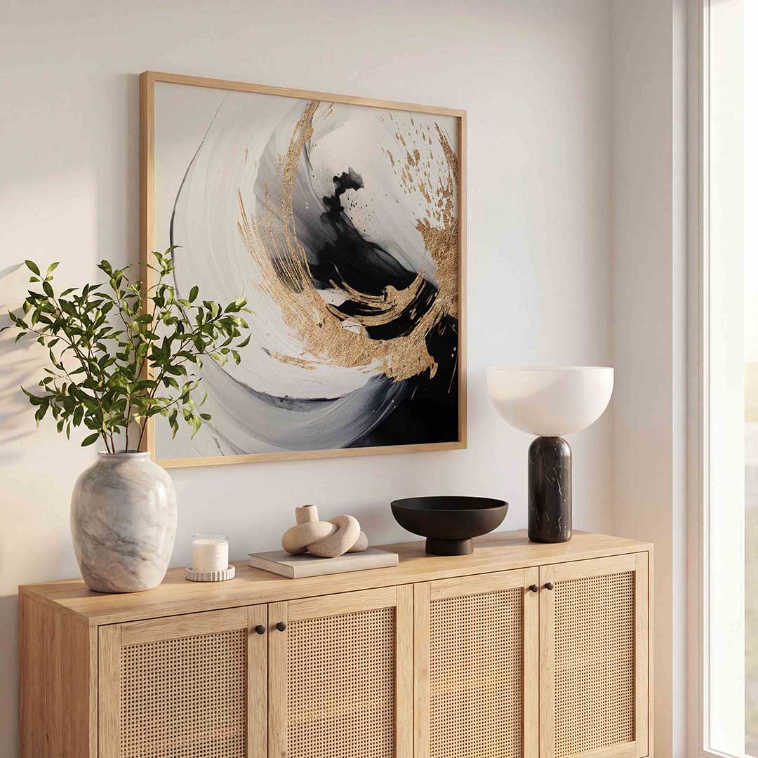 Abstracte zwart en goud Poster