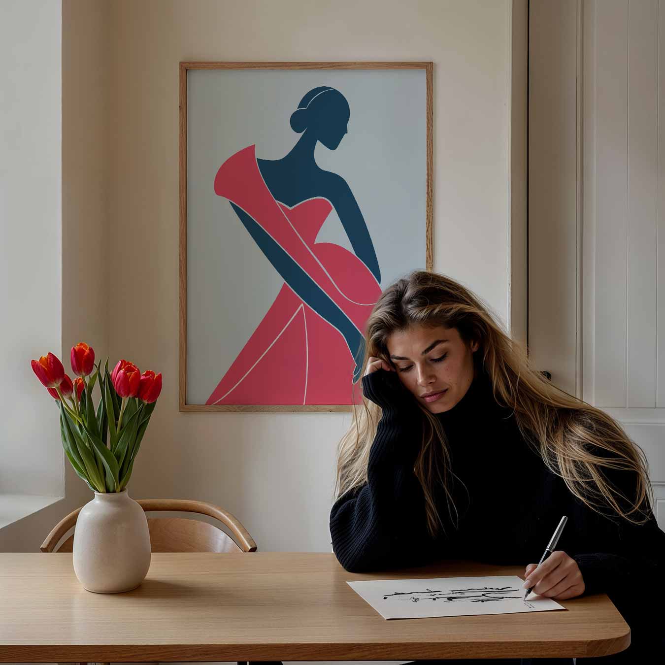 Elegante Vrouwelijke Silhouet Poster-WallArtistic