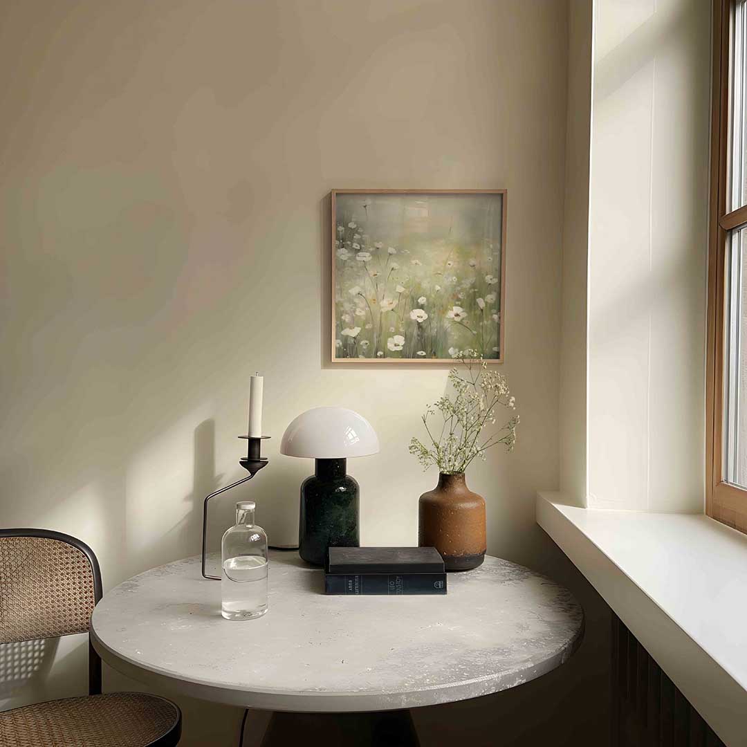 Witte bloemen Poster