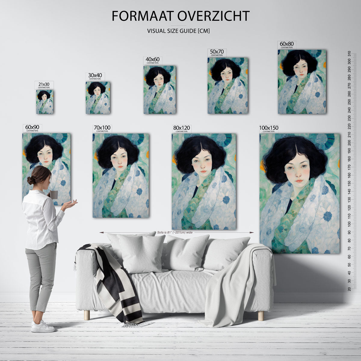 Vrouw met bloemenpatroon Poster