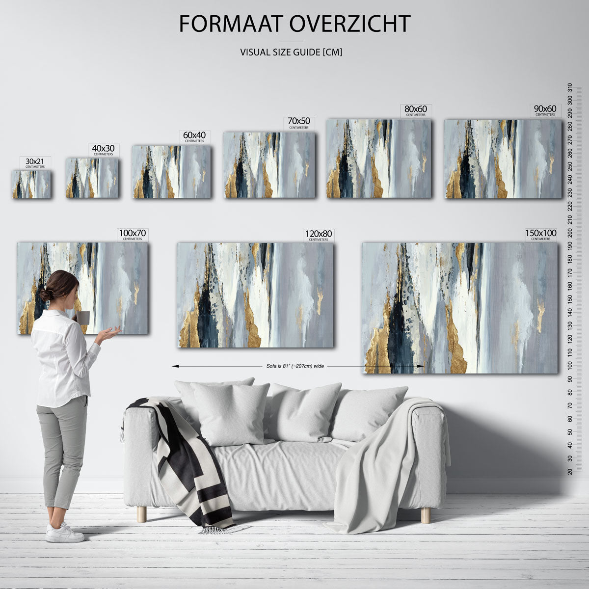 Abstracte grijze en gouden Poster